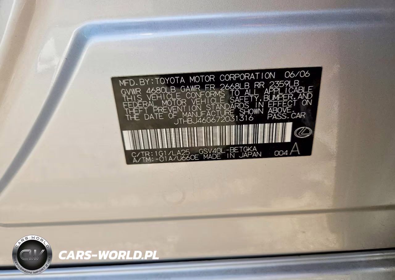 2007 Lexus Es 350 VIN:JTHBJ46G672031316 - 12