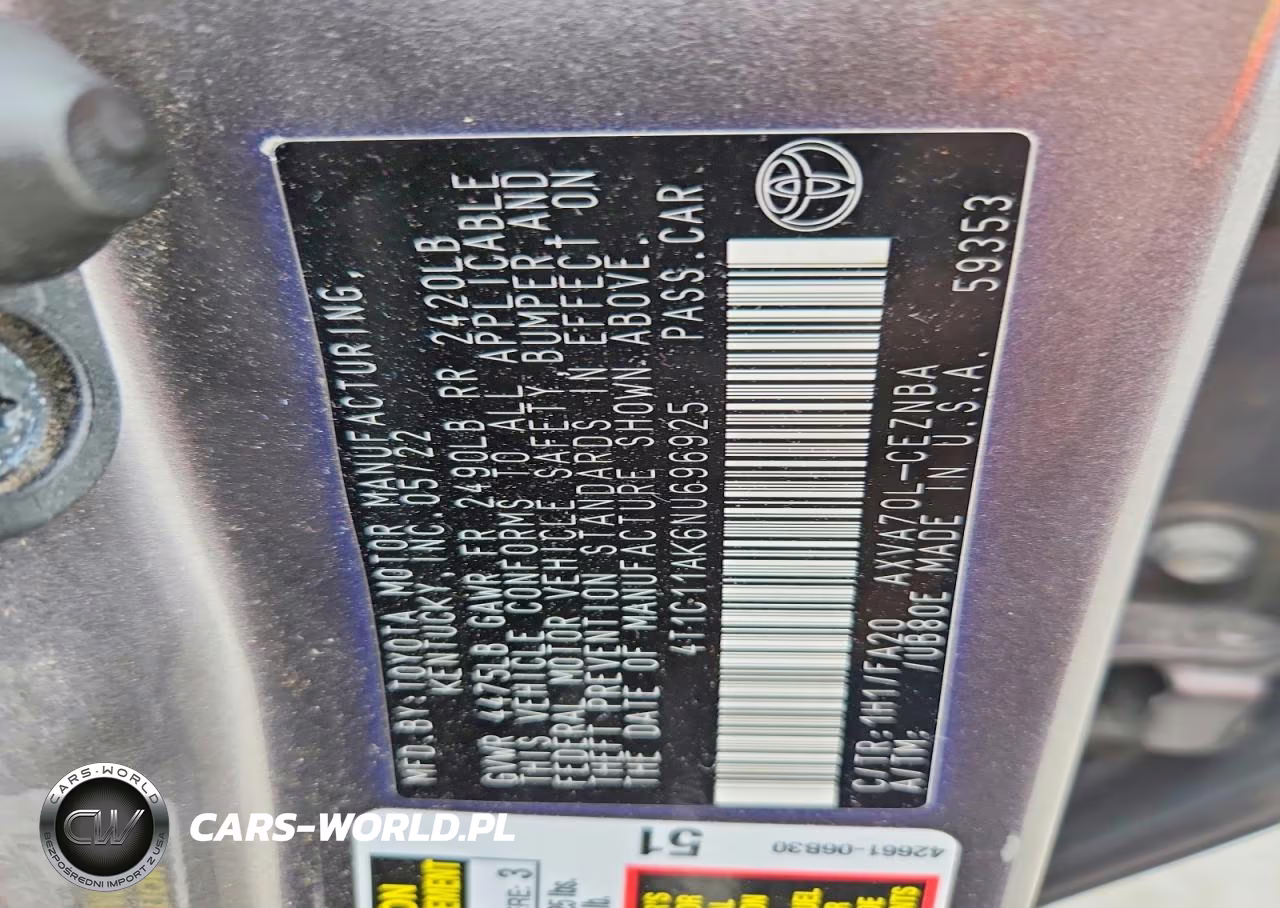 2022 Toyota Camry Le VIN:4T1C11AK6NU696925 - 12