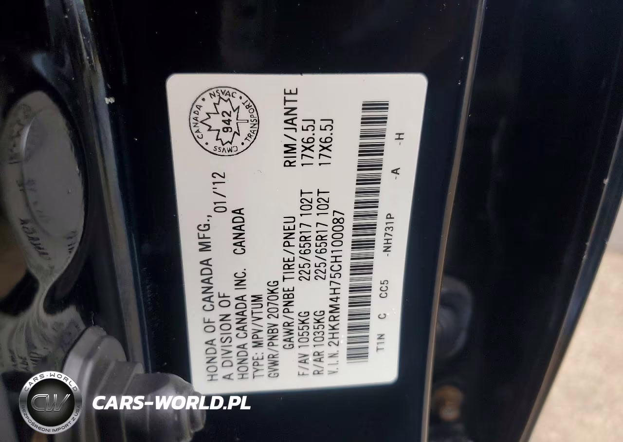 2012 Honda Cr-V Exl VIN:2HKRM4H75CH100087 - 13