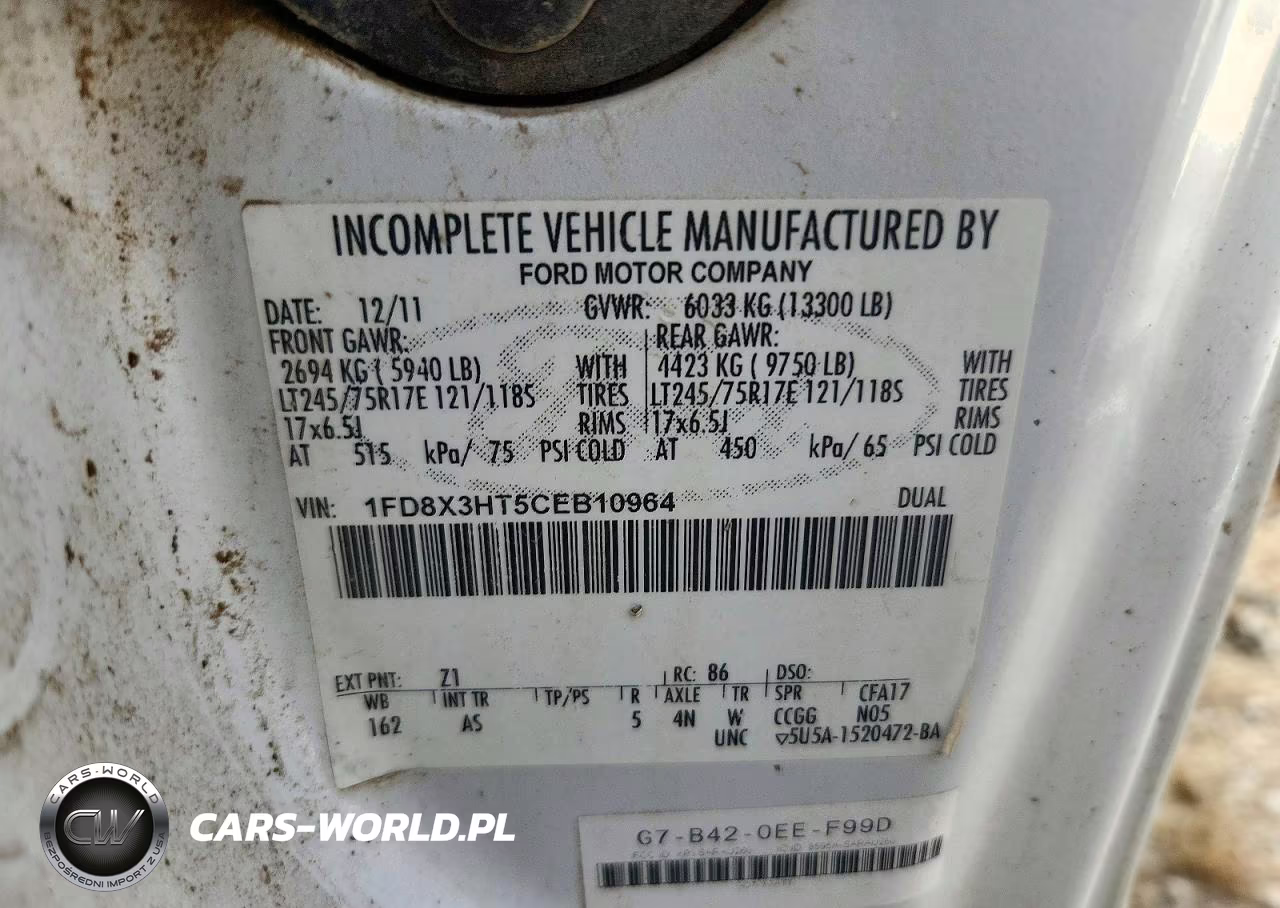 2012 Ford F350 Super Duty VIN:1FD8X3HT5CEB10964 - 12