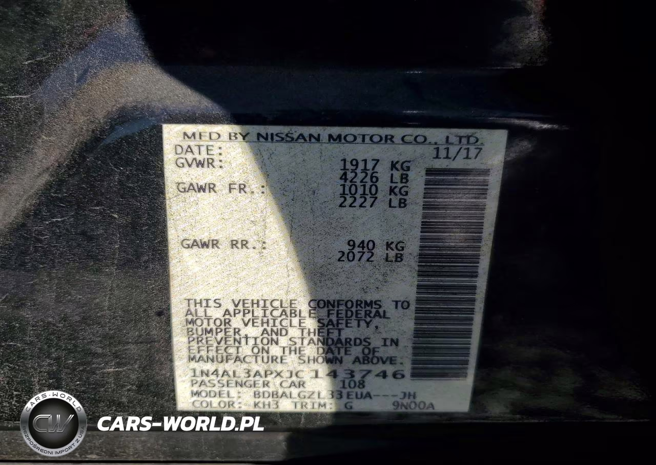 2018 Nissan Altima 2.5 S VIN:1N4AL3APXJC143746 - 12