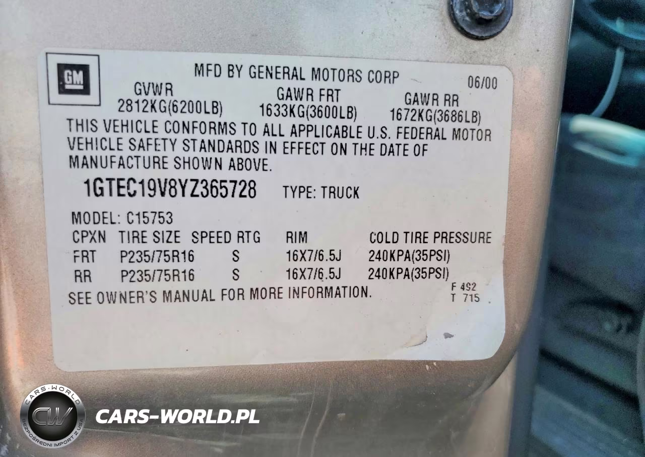 2000 GMC New Sierra C1500 VIN:1GTEC19V8YZ365728 - 12