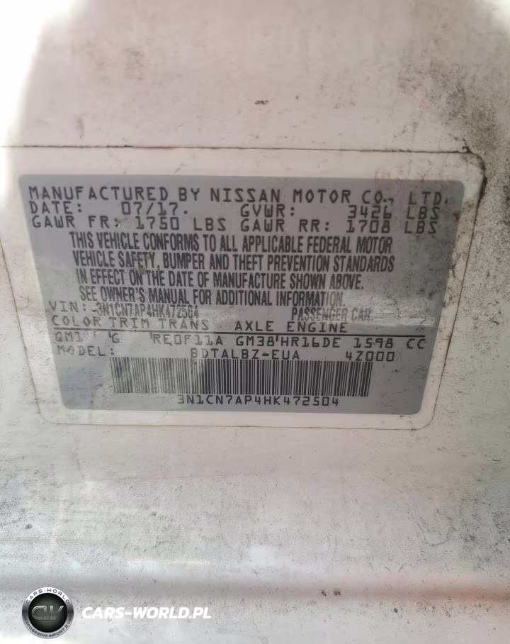 2017 Nissan Versa 1.6 Sv VIN:3N1CN7AP4HK472504 - 12