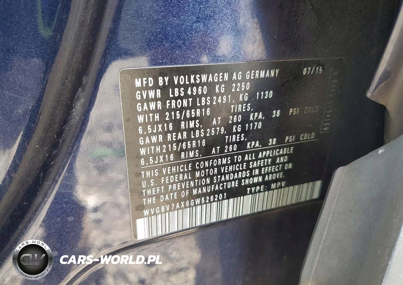 2016 Volkswagen Tiguan S VIN:WVGBV7AX6GW526201 - 13
