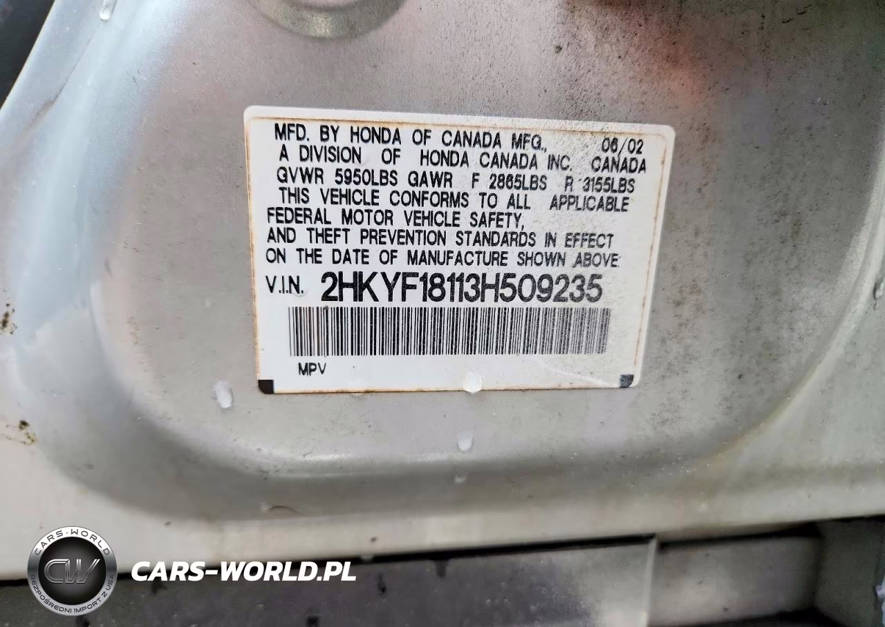 2003 Honda Pilot Lx VIN:2HKYF18113H509235 - 13