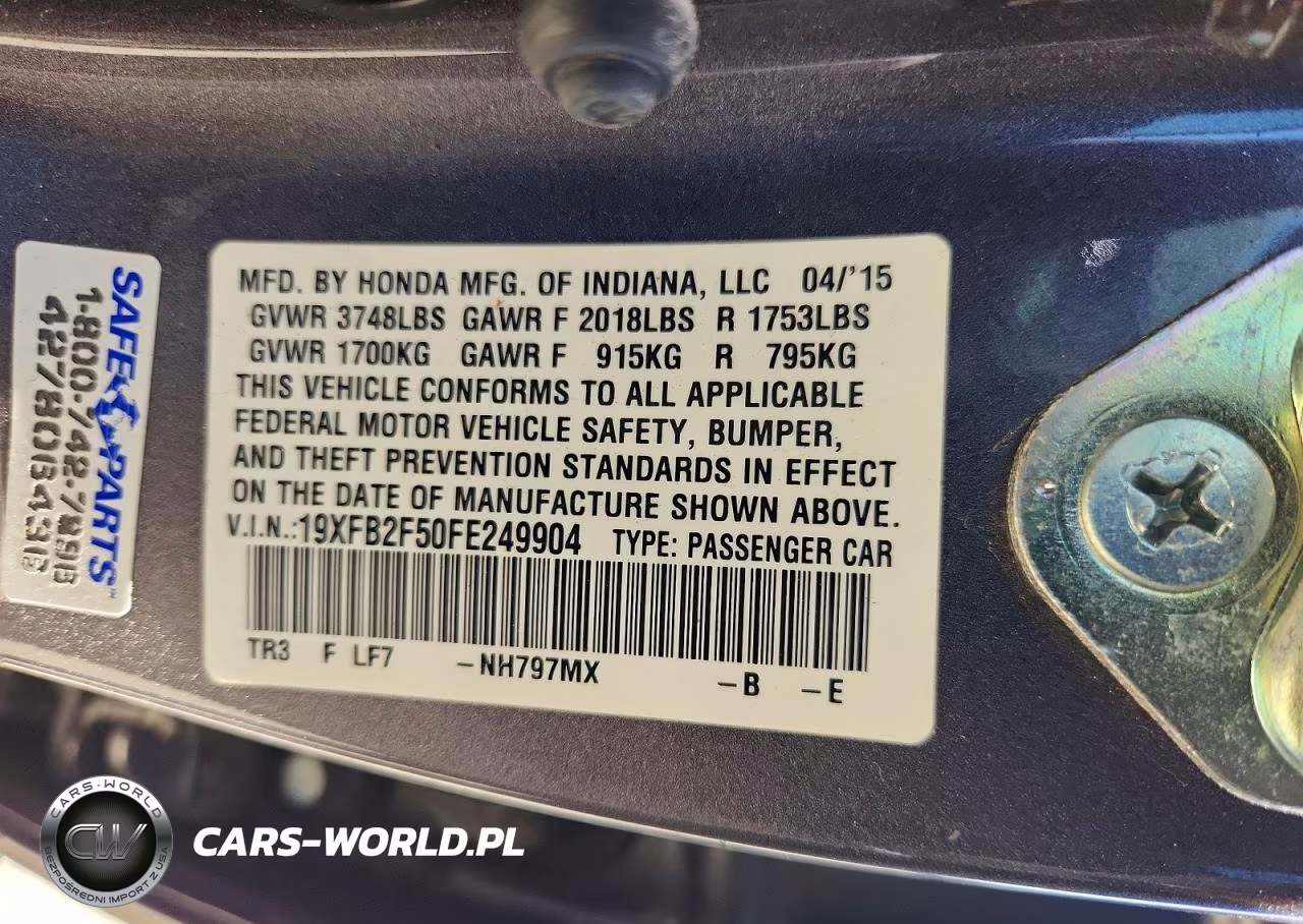 2015 Honda Civic Lx VIN:19XFB2F50FE249904 - 12
