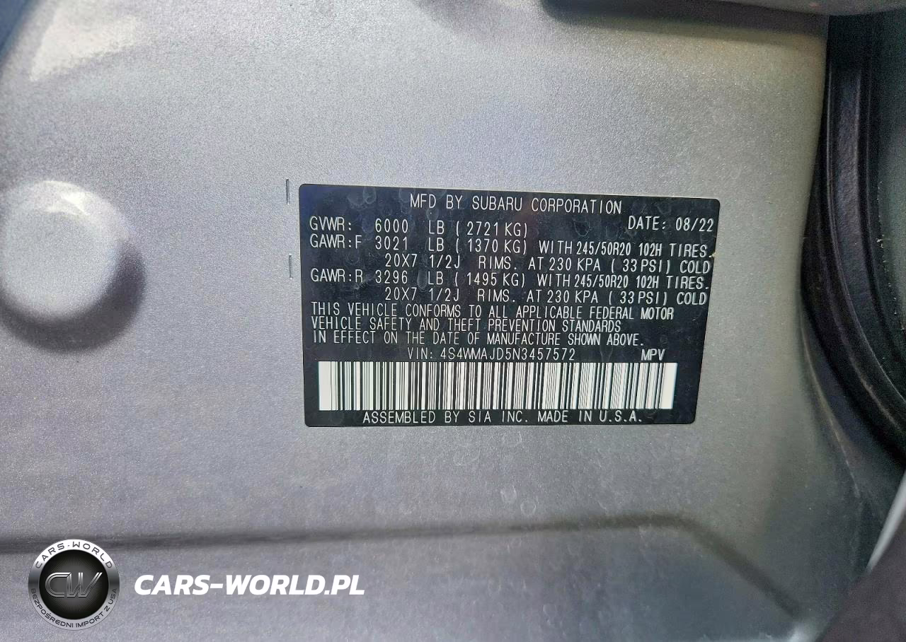 2022 Subaru Ascent Onyx Edition VIN:4S4WMAJD5N3457572 - 13