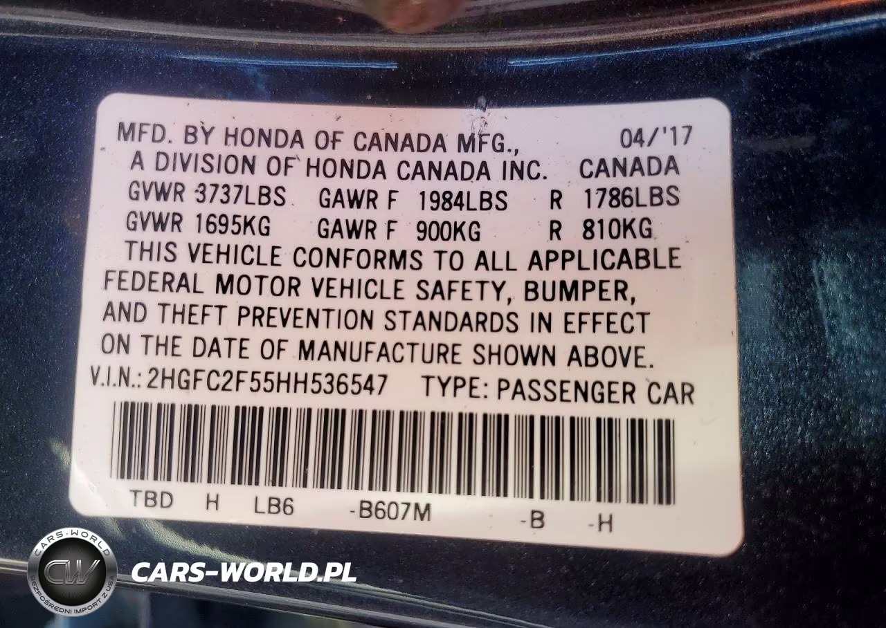 2017 Honda Civic Lx VIN:2HGFC2F55HH536547 - 12