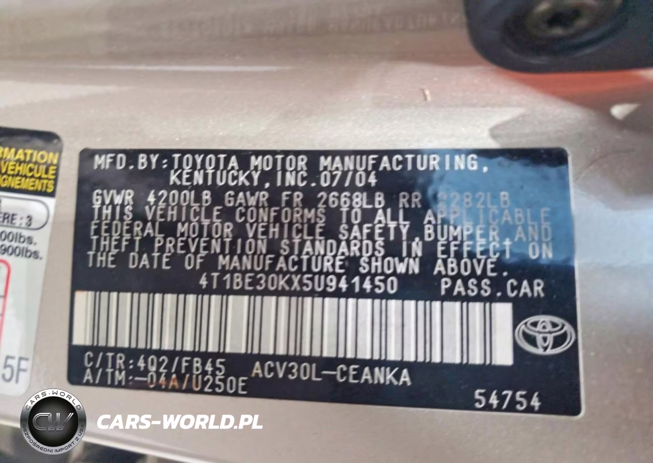2005 Toyota Camry Le VIN:4T1BE30KX5U941450 - 12