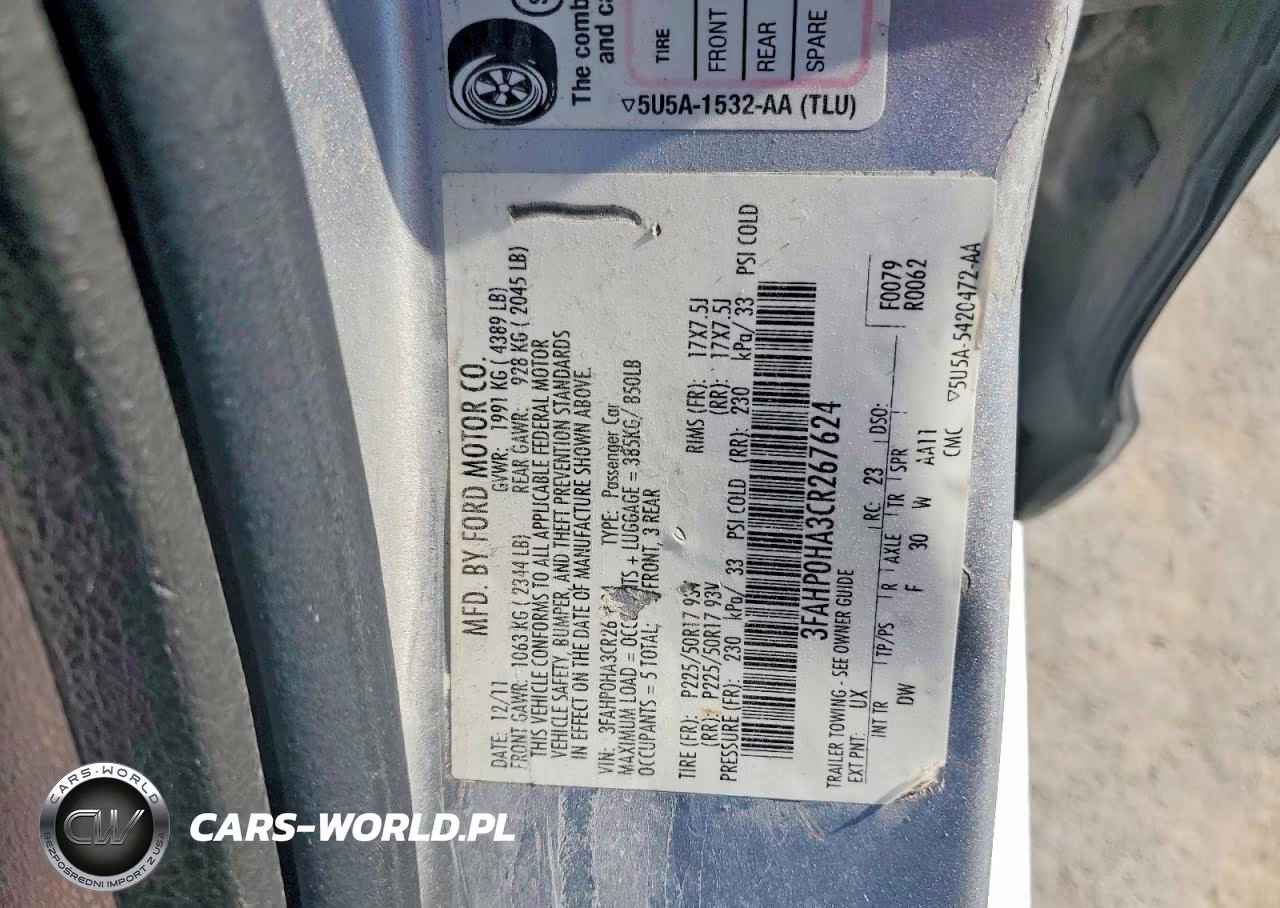 2012 Ford Fusion Se VIN:3FAHP0HA3CR267624 - 12