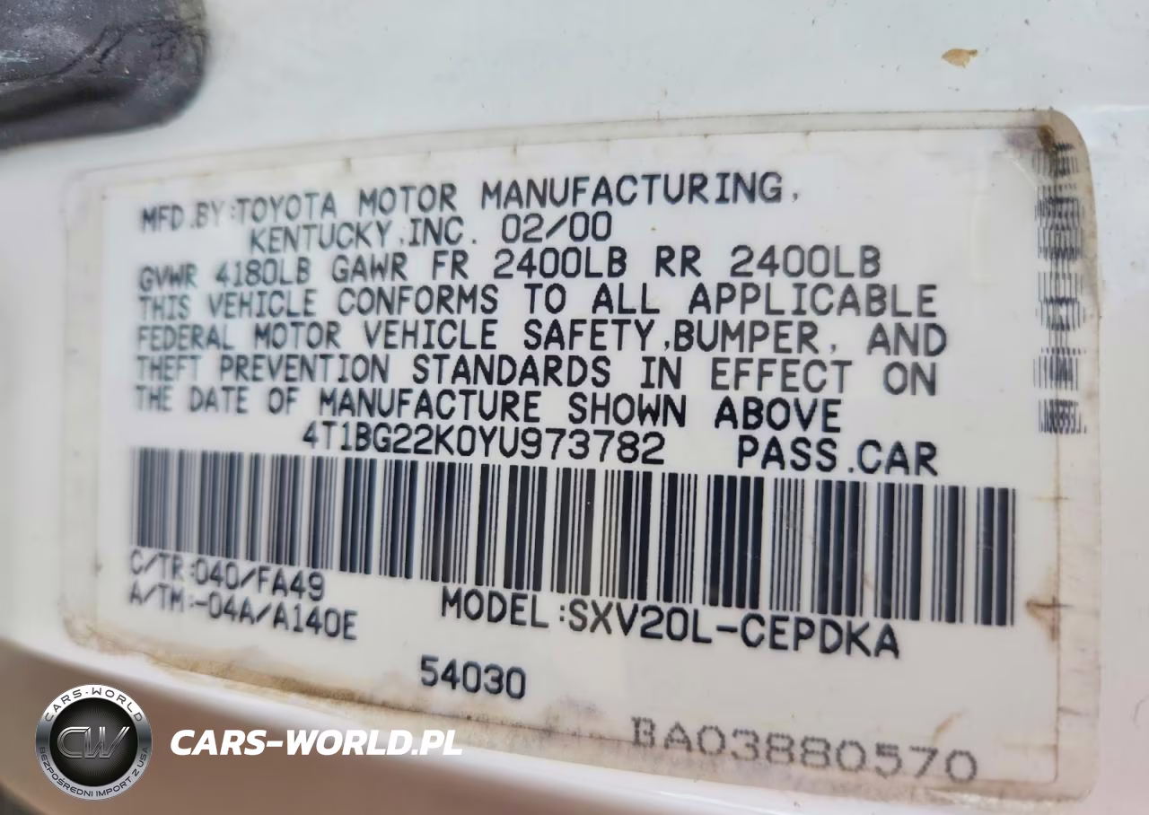 2000 Toyota Camry Ce VIN:4T1BG22K0YU973782 - 12