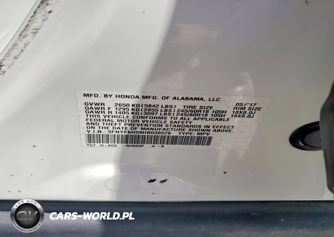 2017 Honda Pilot Exl VIN:5FNYF6H59HB036576 - 13