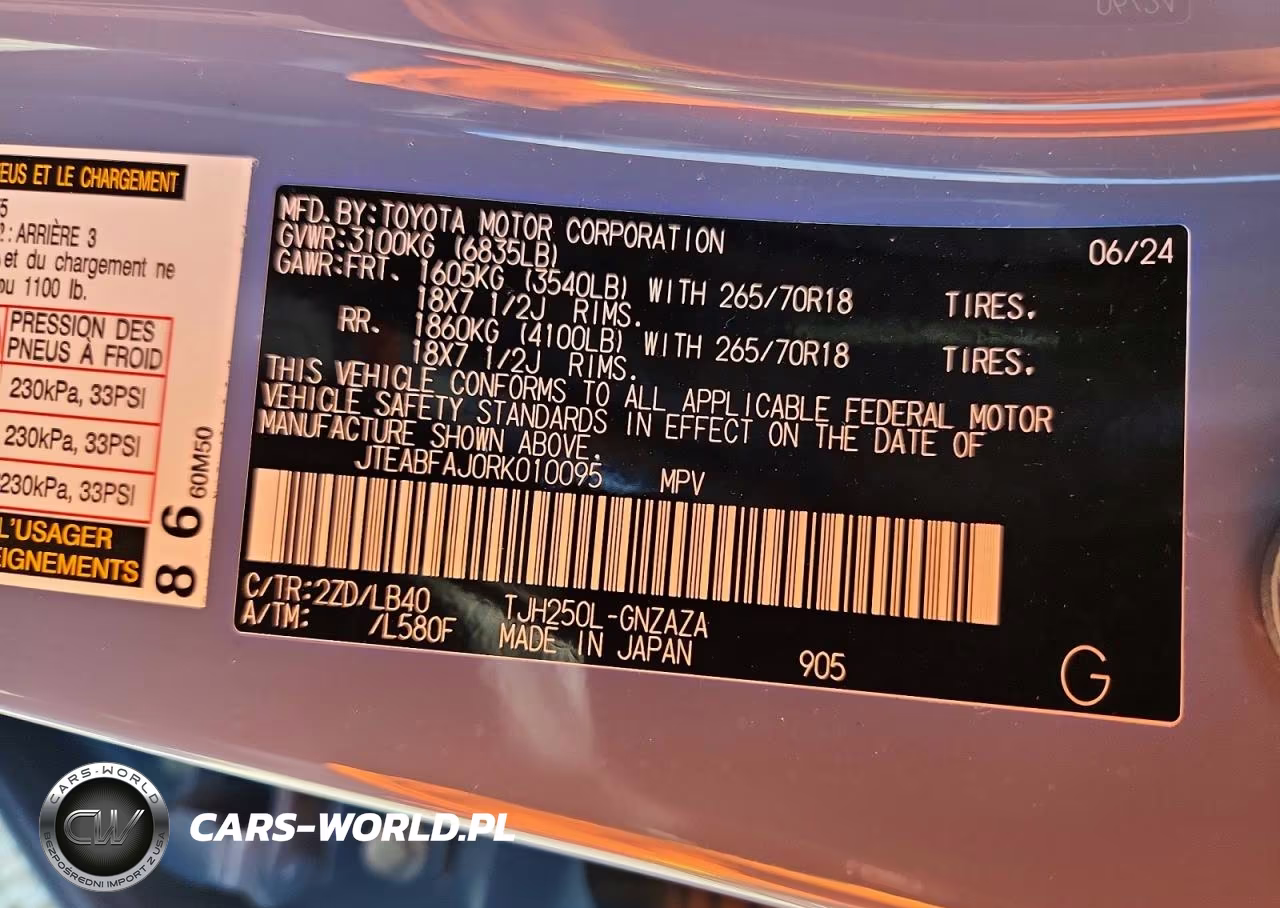 2024 Toyota Land Cruiser Base VIN:JTEABFAJ0RK010095 - 12