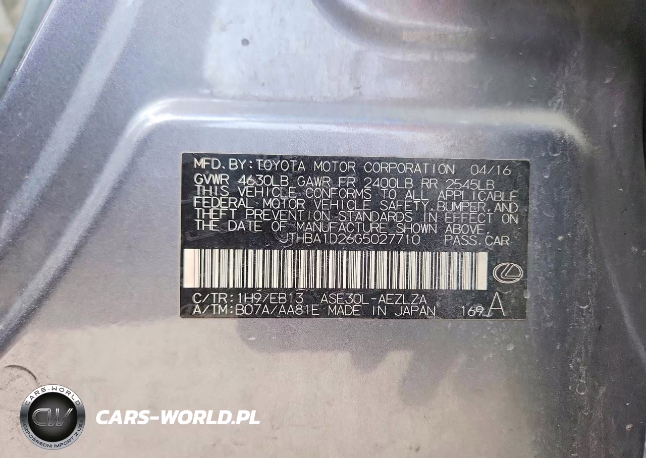 2016 Lexus Is 200T Base VIN:JTHBA1D26G5027710 - 12