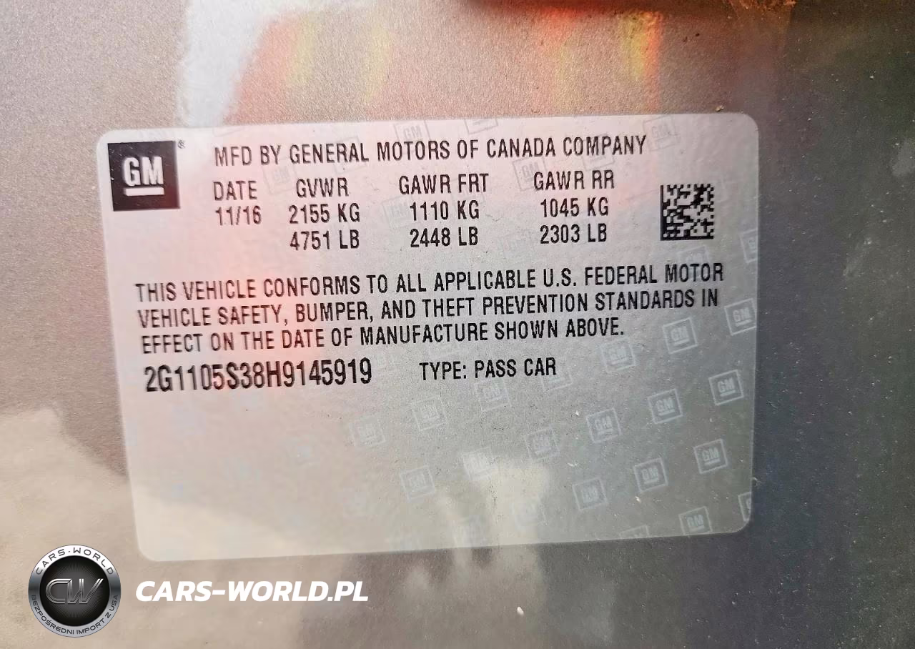 2017 Chevrolet Impala Lt VIN:2G1105S38H9145919 - 12