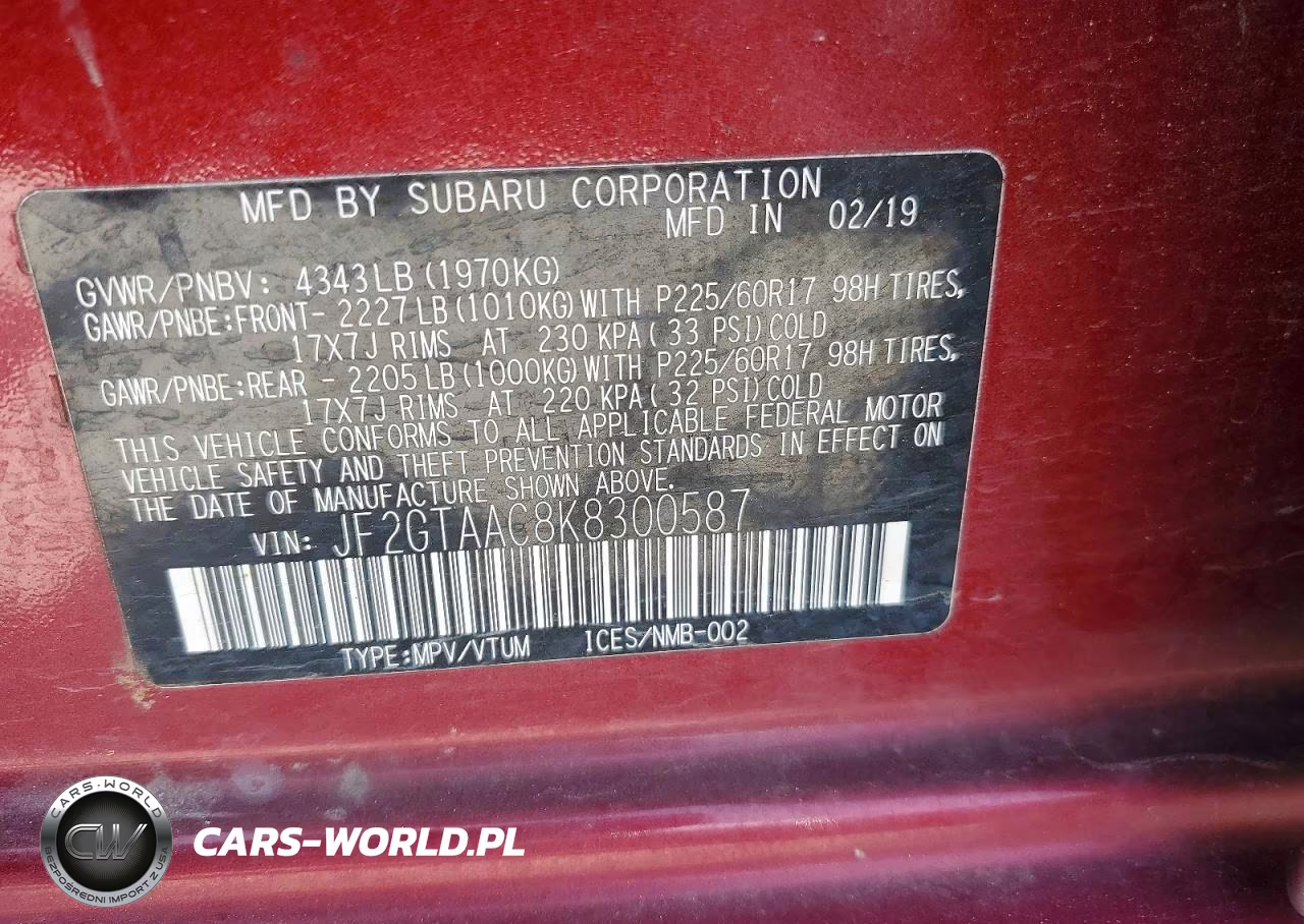 2019 Subaru Crosstrek VIN:JF2GTAAC8K8300587 - 12