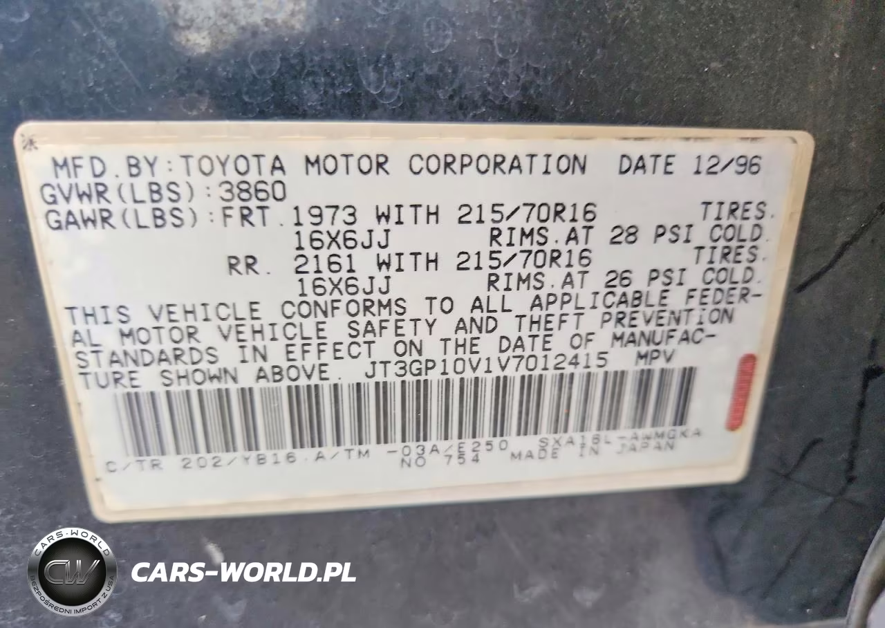 1997 Toyota Rav4 Base VIN:JT3GP10V1V7012415 - 13