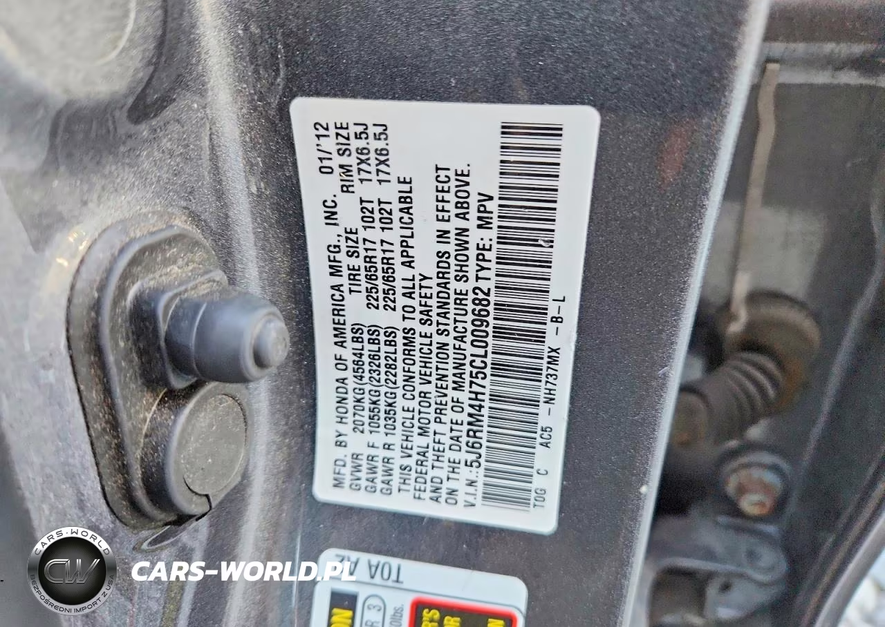 2012 Honda Cr-V Exl VIN:5J6RM4H75CL009682 - 13