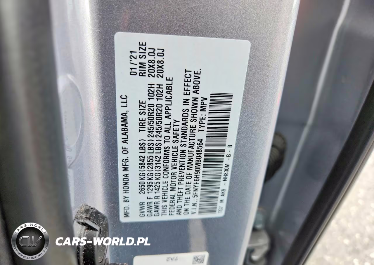 2021 Honda Pilot Touring VIN:5FNYF6H90MB048564 - 13
