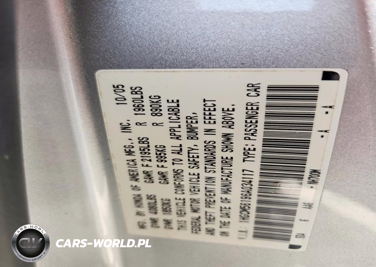 2006 Honda Accord Value VIN:1HGCM56196A034117 - 13