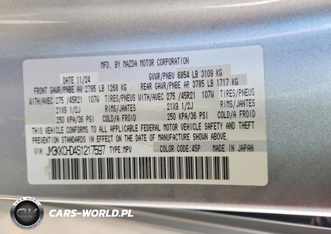 2025 Mazda Cx-90 Premium Sport VIN:JM3KKCHD4S1217597 - 13