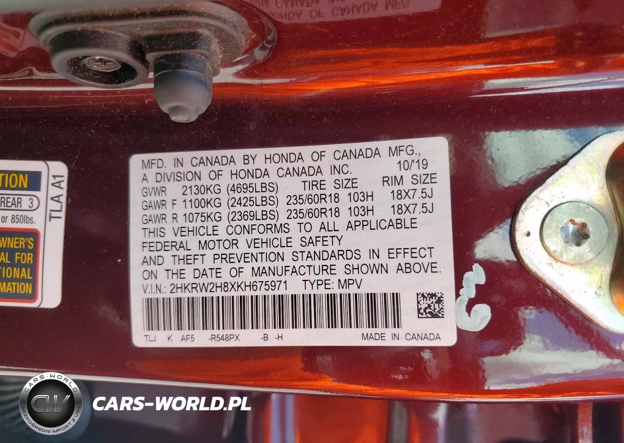 2019 Honda Cr-V Exl VIN:2HKRW2H8XKH675971 - 13