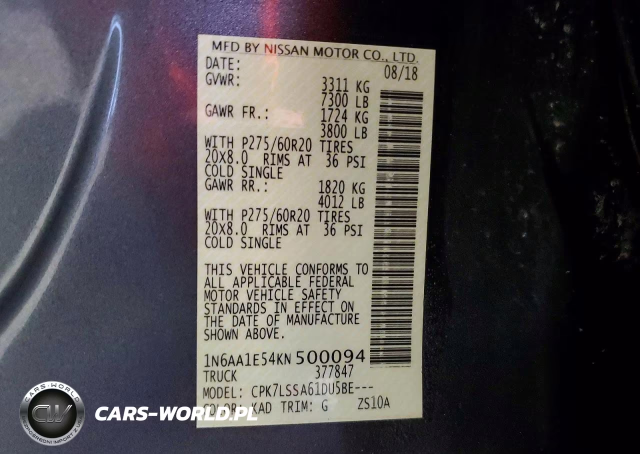 2019 Nissan Titan Sv VIN:1N6AA1E54KN500094 - 12