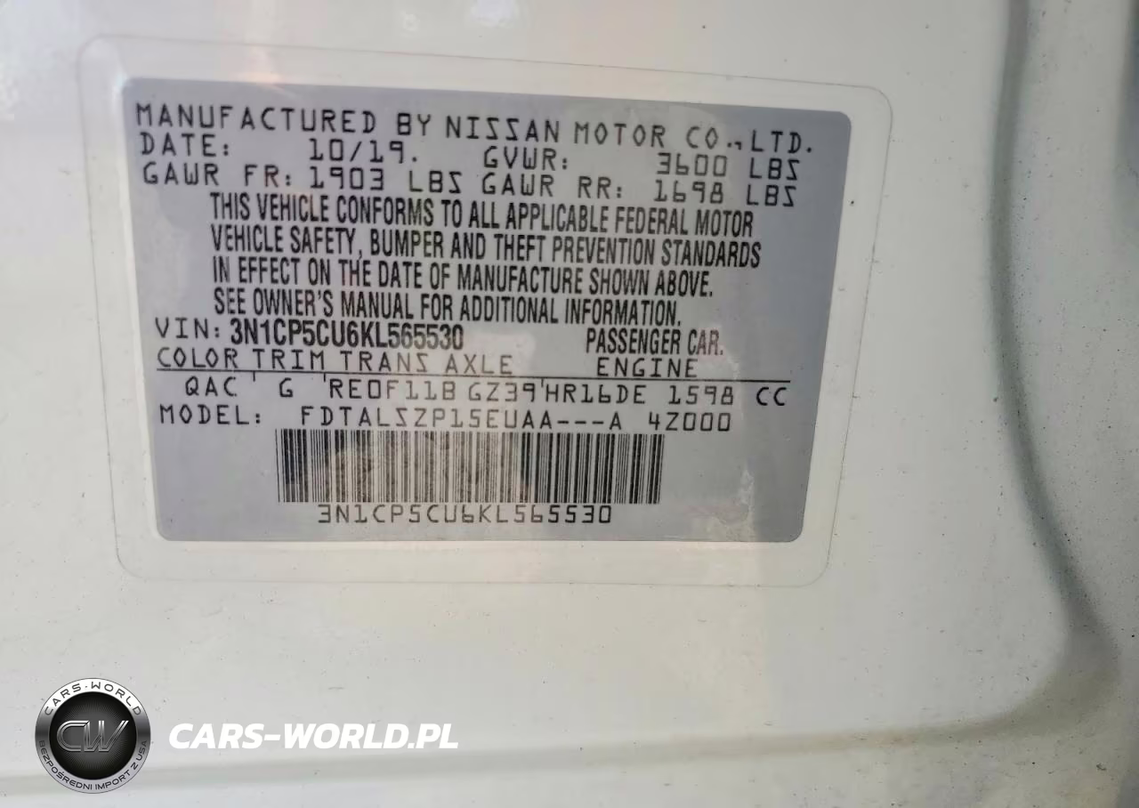 2019 Nissan Kicks Sv VIN:3N1CP5CU6KL565530 - 13