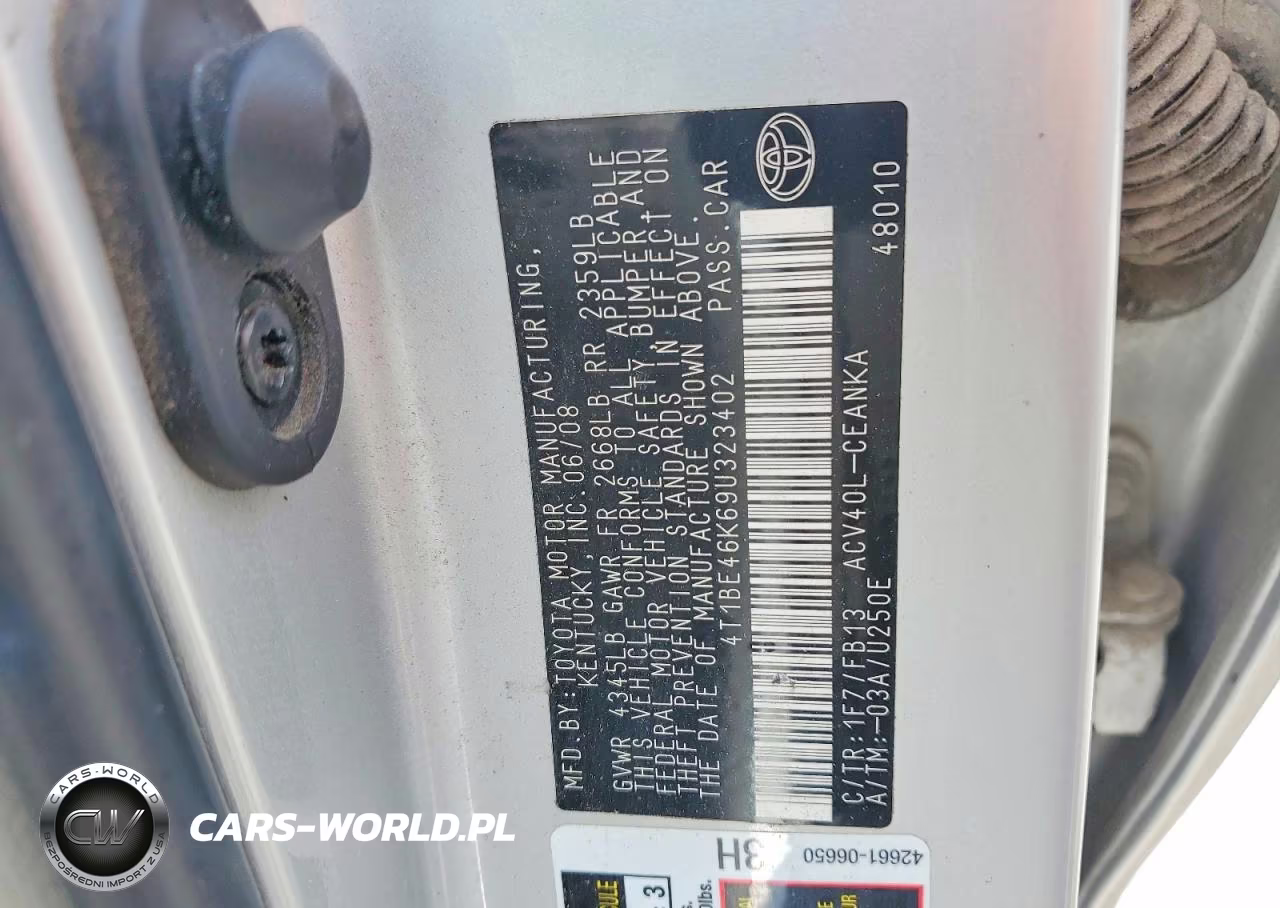 2009 Toyota Camry Base VIN:4T1BE46K69U323402 - 12