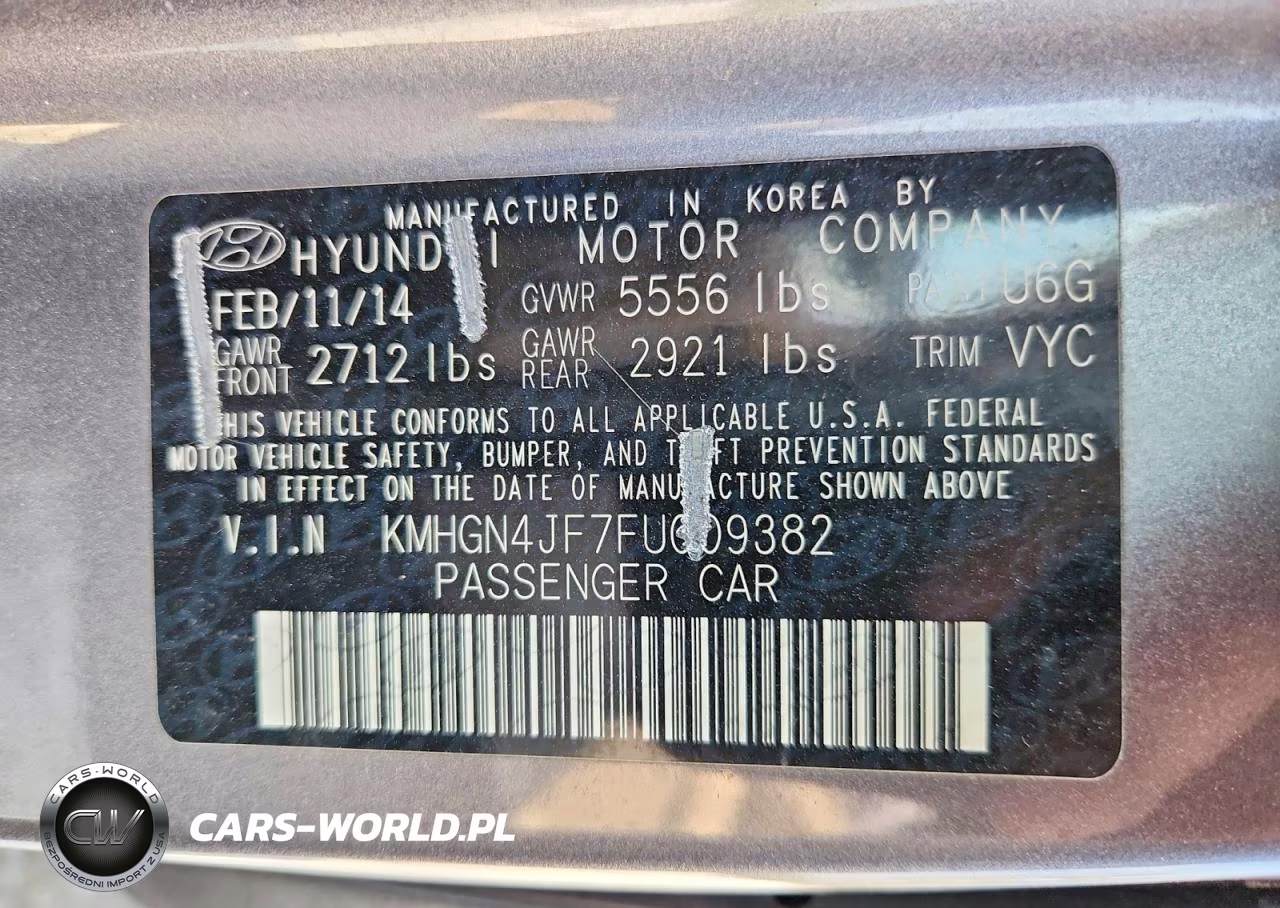 2015 Hyundai Genesis 5.0L VIN:KMHGN4JF7FU009382 - 12