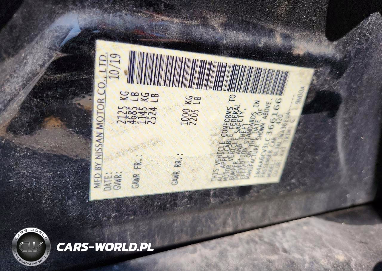 2020 Nissan Maxima Sv VIN:1N4AA6CV3LC366166 - 12