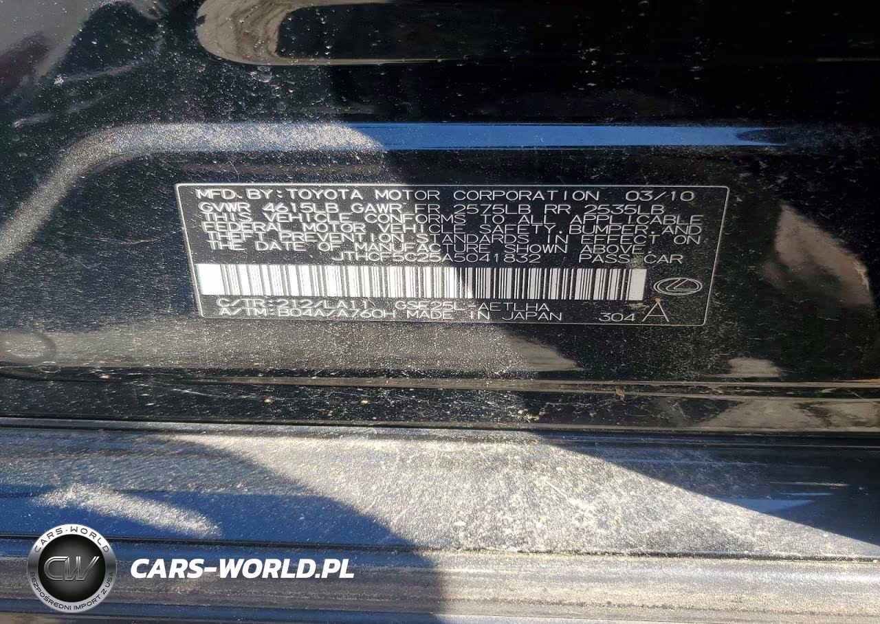 2010 Lexus Is 250 VIN:JTHCF5C25A5041832 - 12