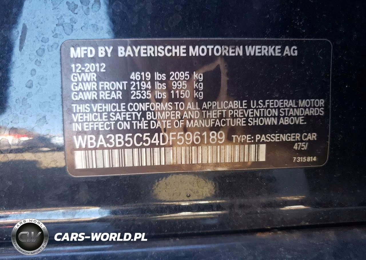 2013 BMW 328 Xi Sulev VIN:WBA3B5C54DF596189 - 12
