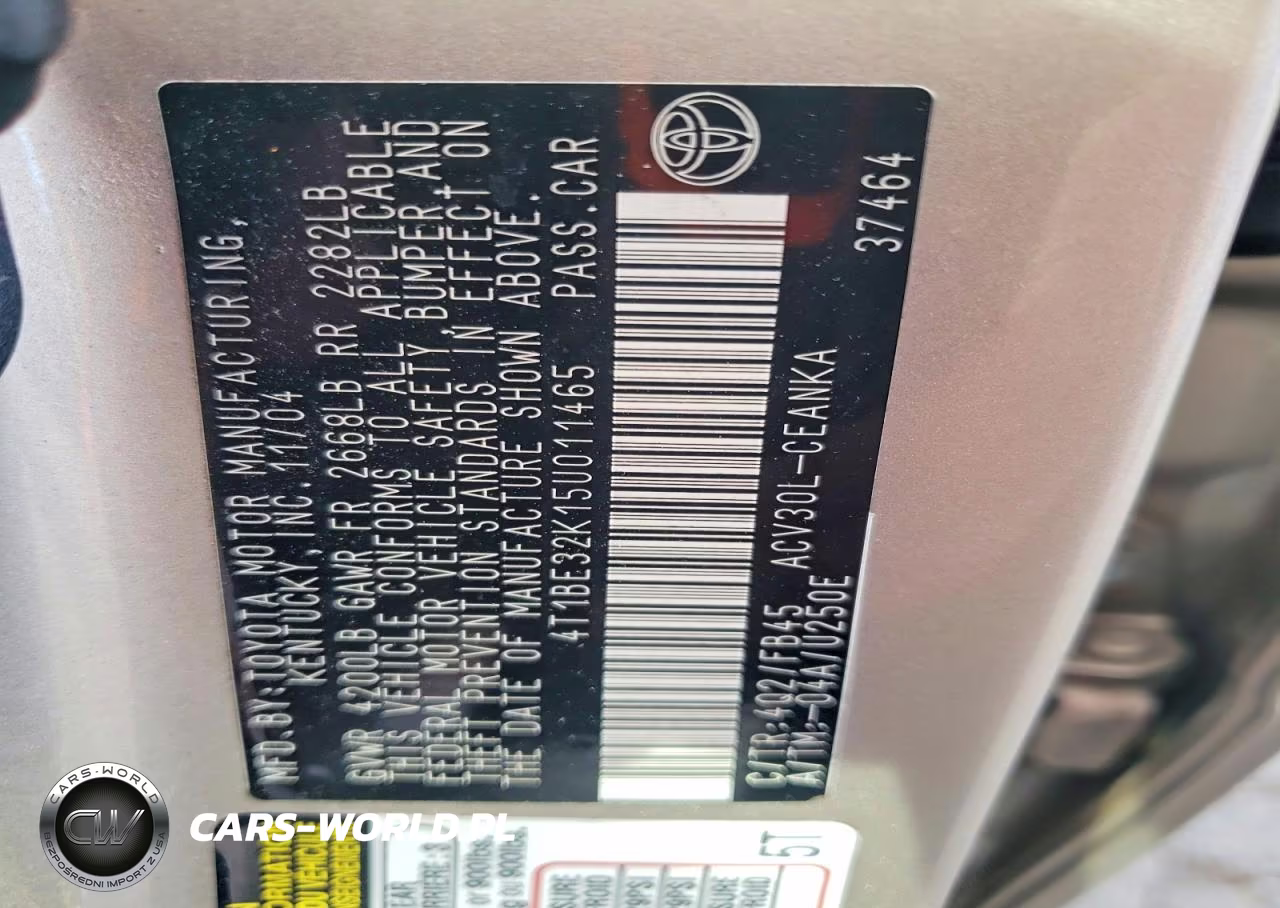 2005 Toyota Camry Standard VIN:4T1BE32K15U011465 - 12