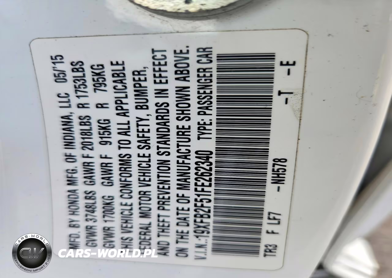 2015 Honda Civic Lx VIN:19XFB2F51FE262340 - 12