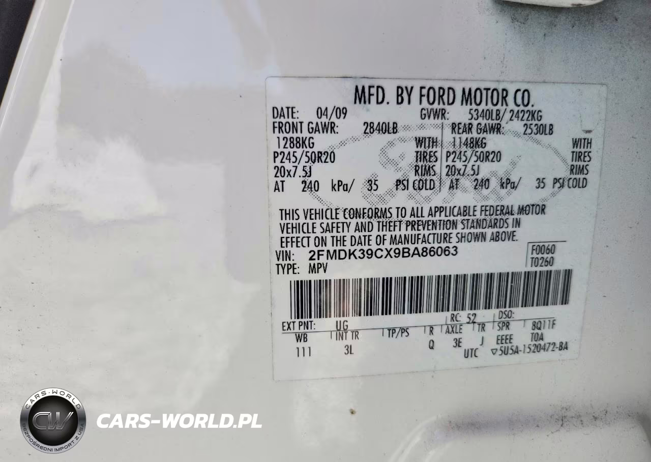 2009 Ford Edge Limited VIN:2FMDK39CX9BA86063 - 14