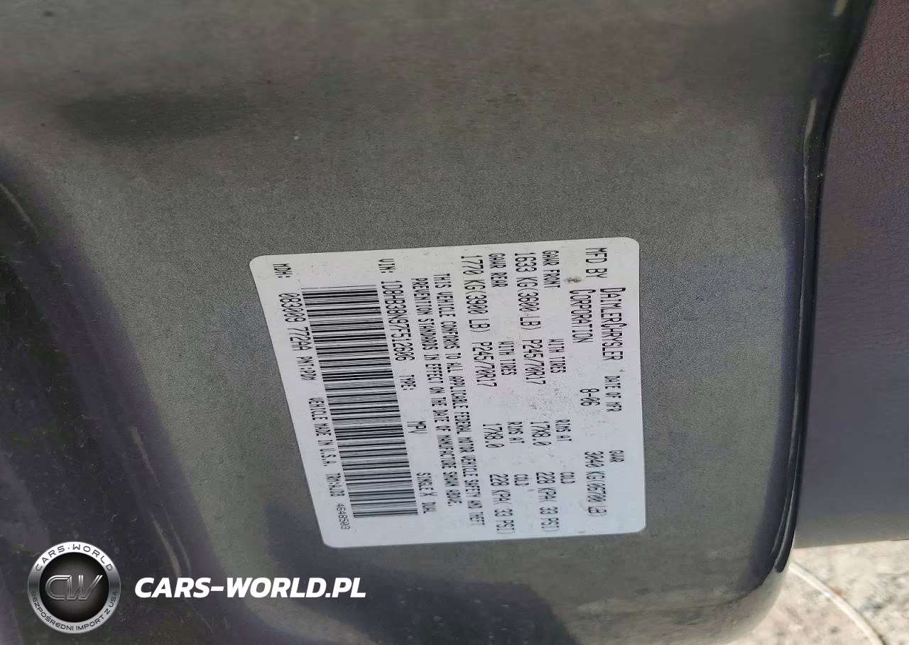 2007 Dodge Durango Sxt VIN:1D8HB38N97F512606 - 13