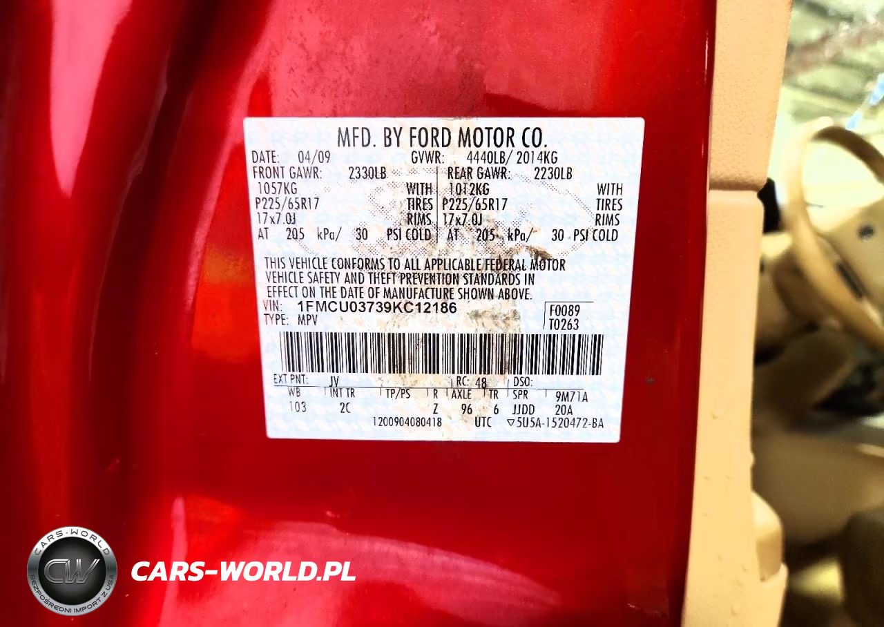 2009 Ford Escape Xlt VIN:1FMCU03739KC12186 - 13