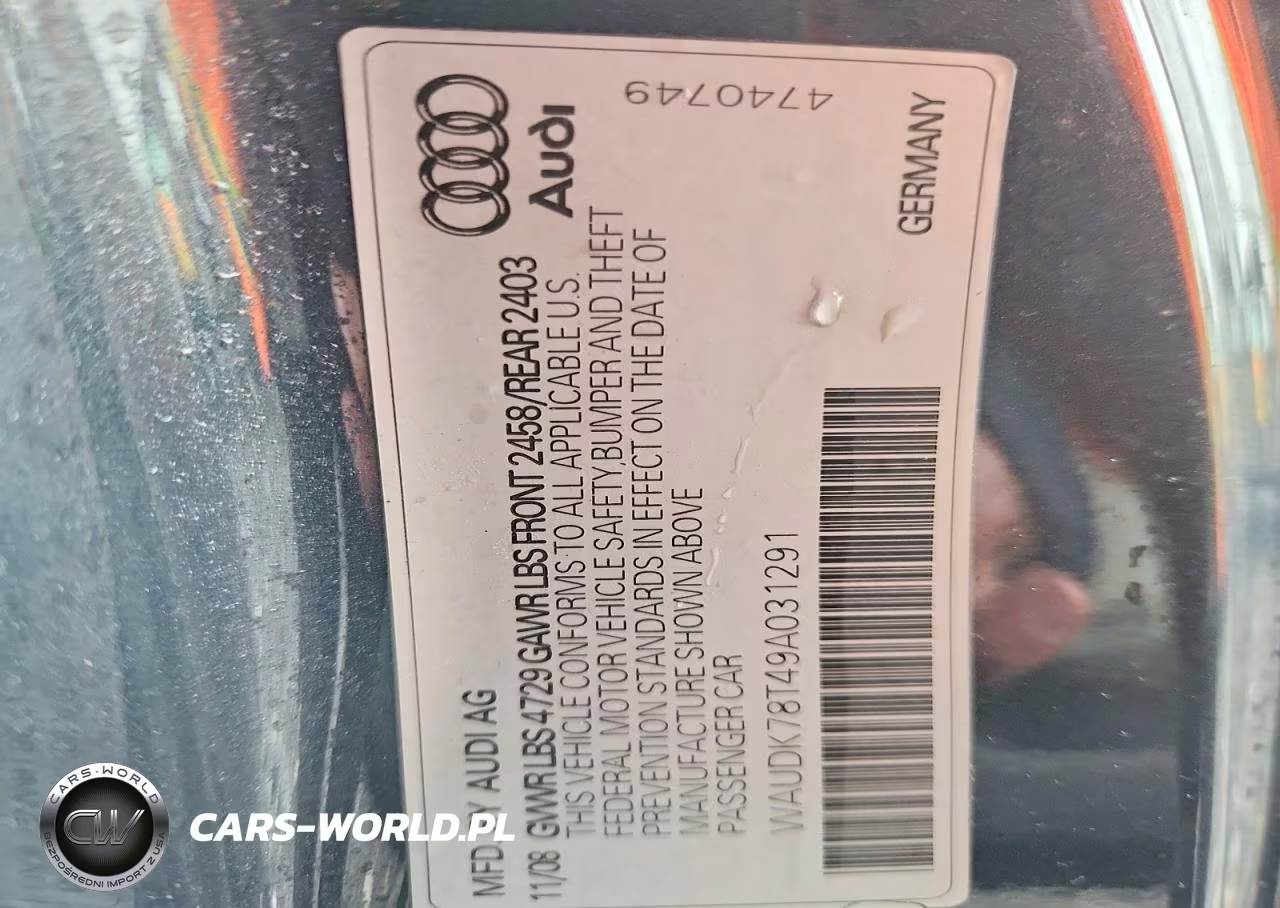 2009 Audi A5 Quattro VIN:WAUDK78T49A031291 - 12