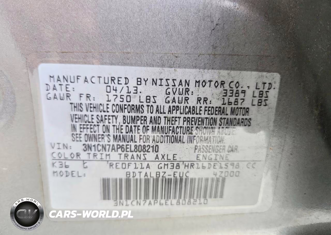 2014 Nissan Versa 1.6 Sv VIN:3N1CN7AP6EL808210 - 12