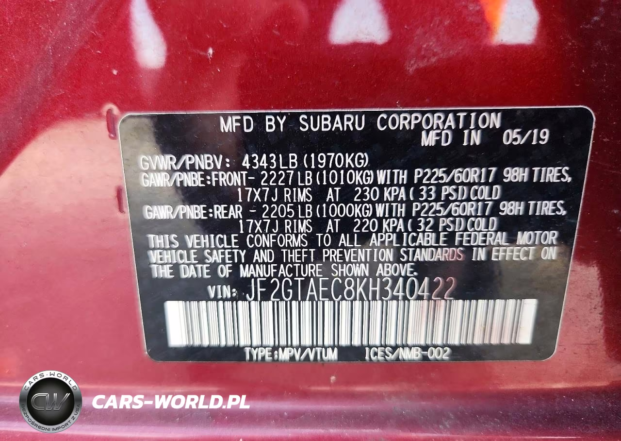 2019 Subaru Crosstrek Premium VIN:JF2GTAEC8KH340422 - 13