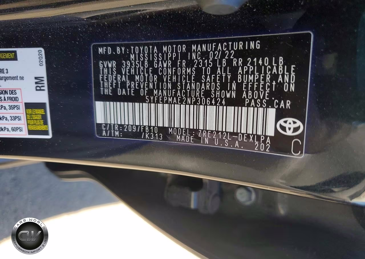 2022 Toyota Corolla Le VIN:5YFEPMAE2NP306424 - 13