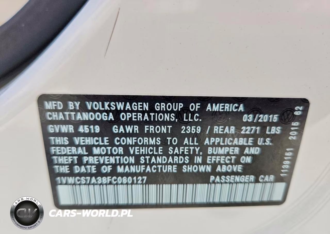 2015 Volkswagen Passat Sel VIN:1VWCS7A38FC080127 - 12