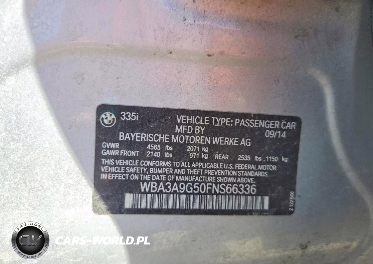 2015 BMW 335 I VIN:WBA3A9G50FNS66336 - 12