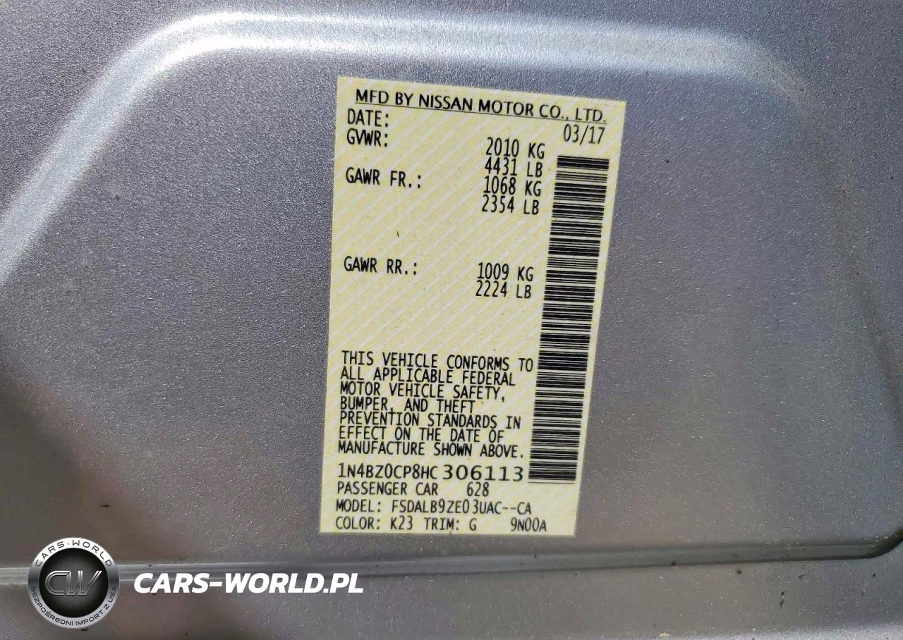 2017 Nissan Leaf S VIN:1N4BZ0CP8HC306113 - 12