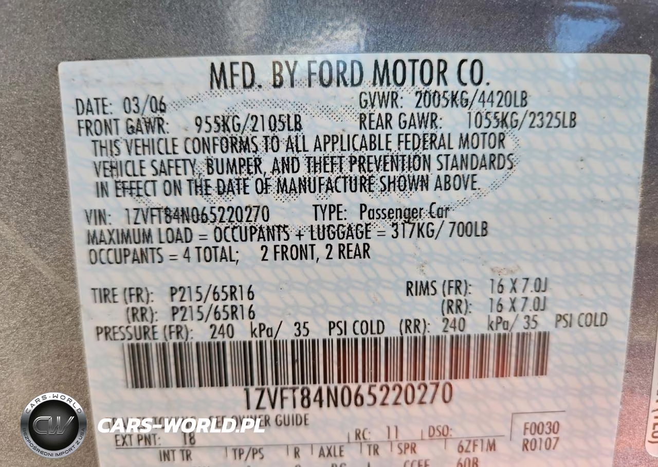 2006 Ford Mustang VIN:1ZVFT84N065220270 - 13