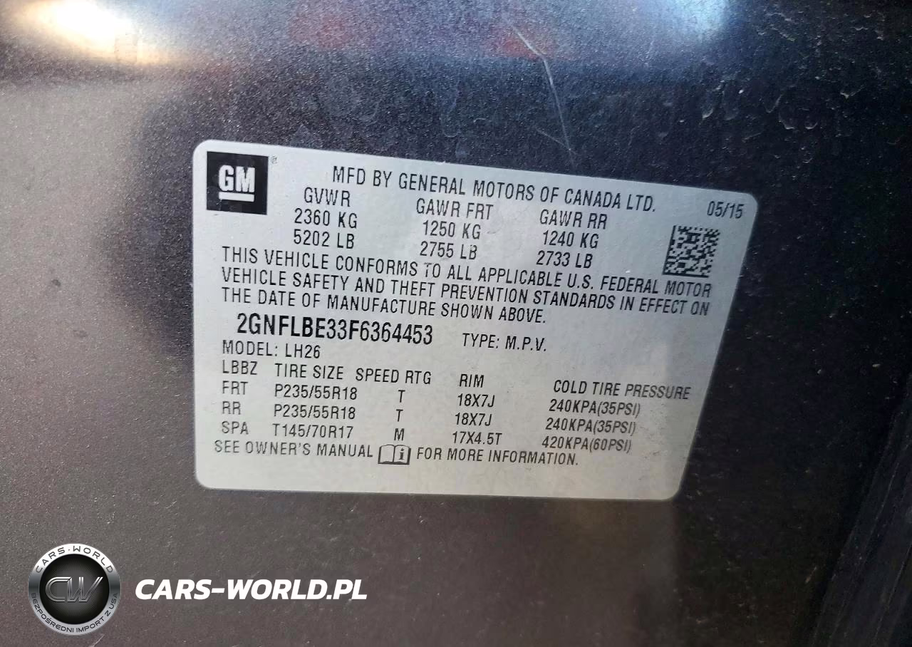 2015 Chevrolet Equinox Lt VIN:2GNFLBE33F6364453 - 14