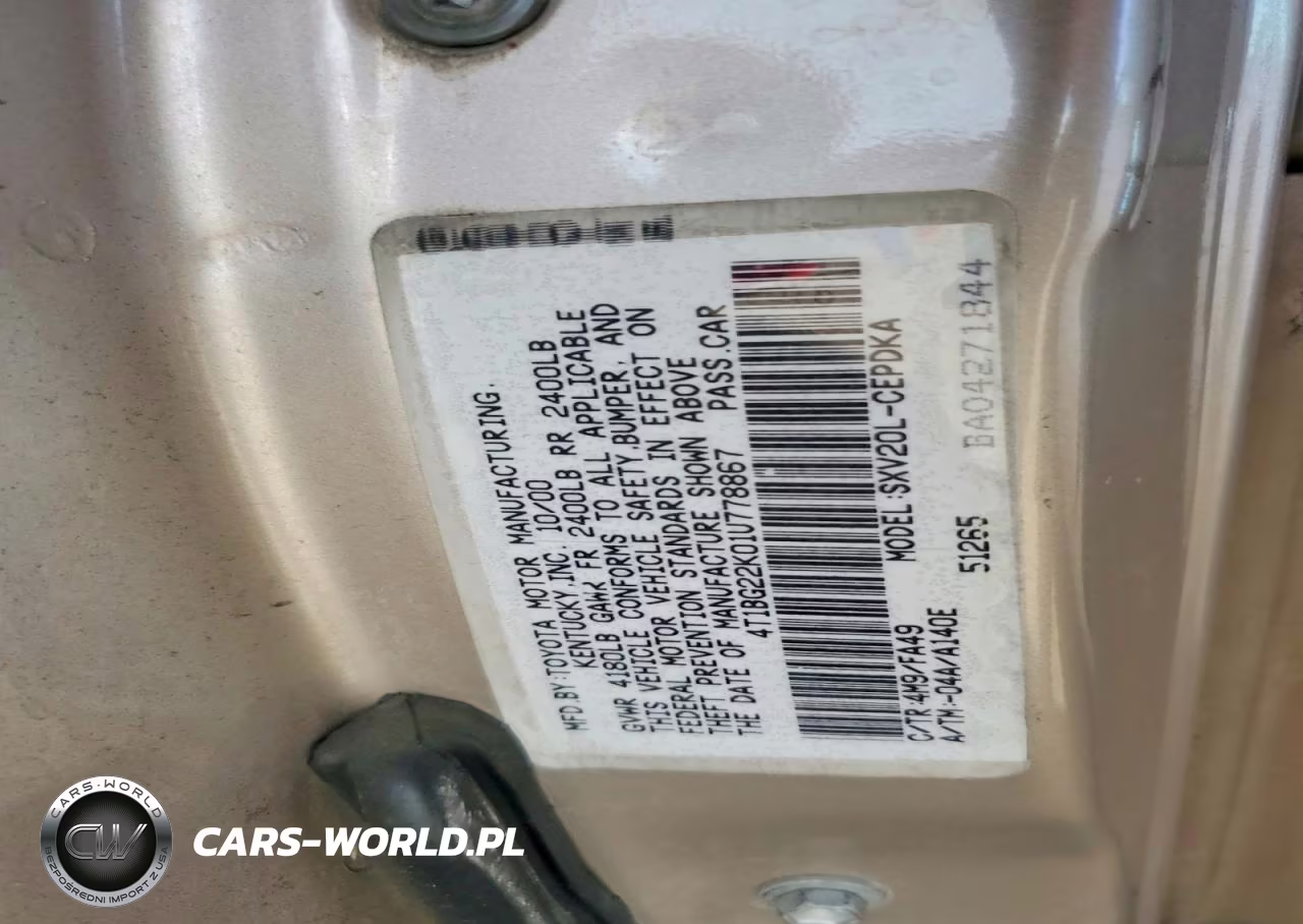 2001 Toyota Camry Ce VIN:4T1BG22K01U778867 - 12