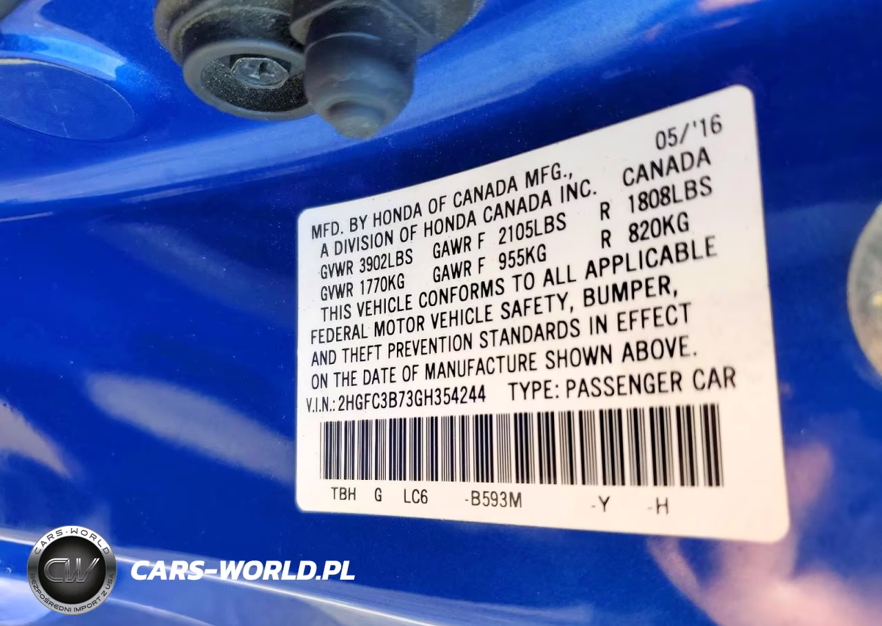 2016 Honda Civic Exl VIN:2HGFC3B73GH354244 - 12