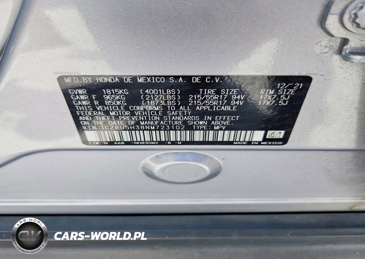 2022 Honda Hr-V Lx VIN:3CZRU5H38NM723102 - 13
